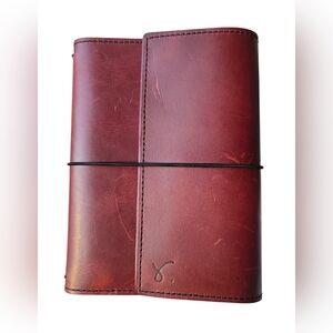 Sojourner Leather Mahogany Brown planner travelers journal cover EUC